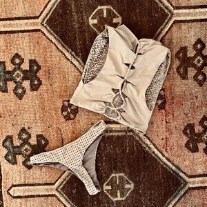 Acacia Set / mesh Brazil bottoms & high neck top / S